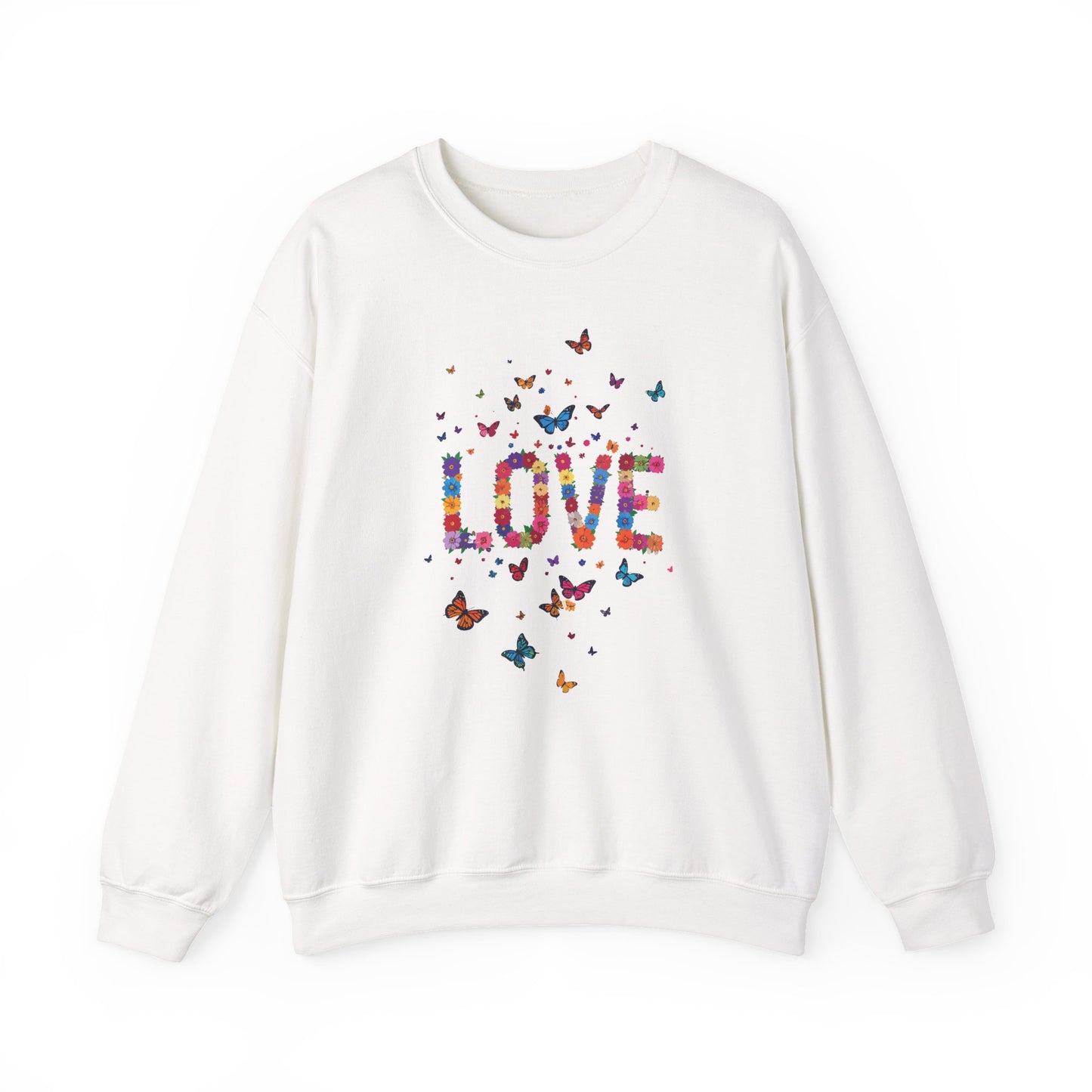 Unisex Floral Love Sweatshirt Fifty Fifty Cotton Poly Valentines Day