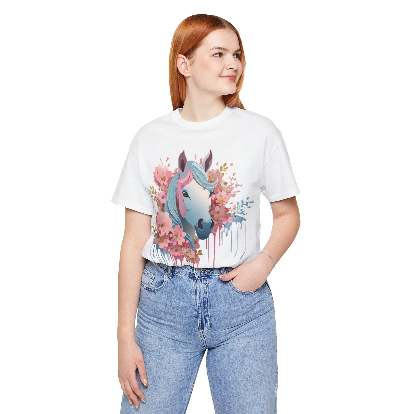 Natural Cotton Tee Shirt with Horse