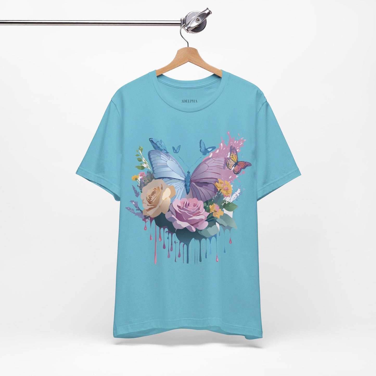 Natural Cotton Tee Shirt with Butterfly