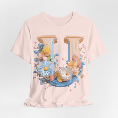 Natural Cotton Tee Shirt - Letters Collection - U Printify