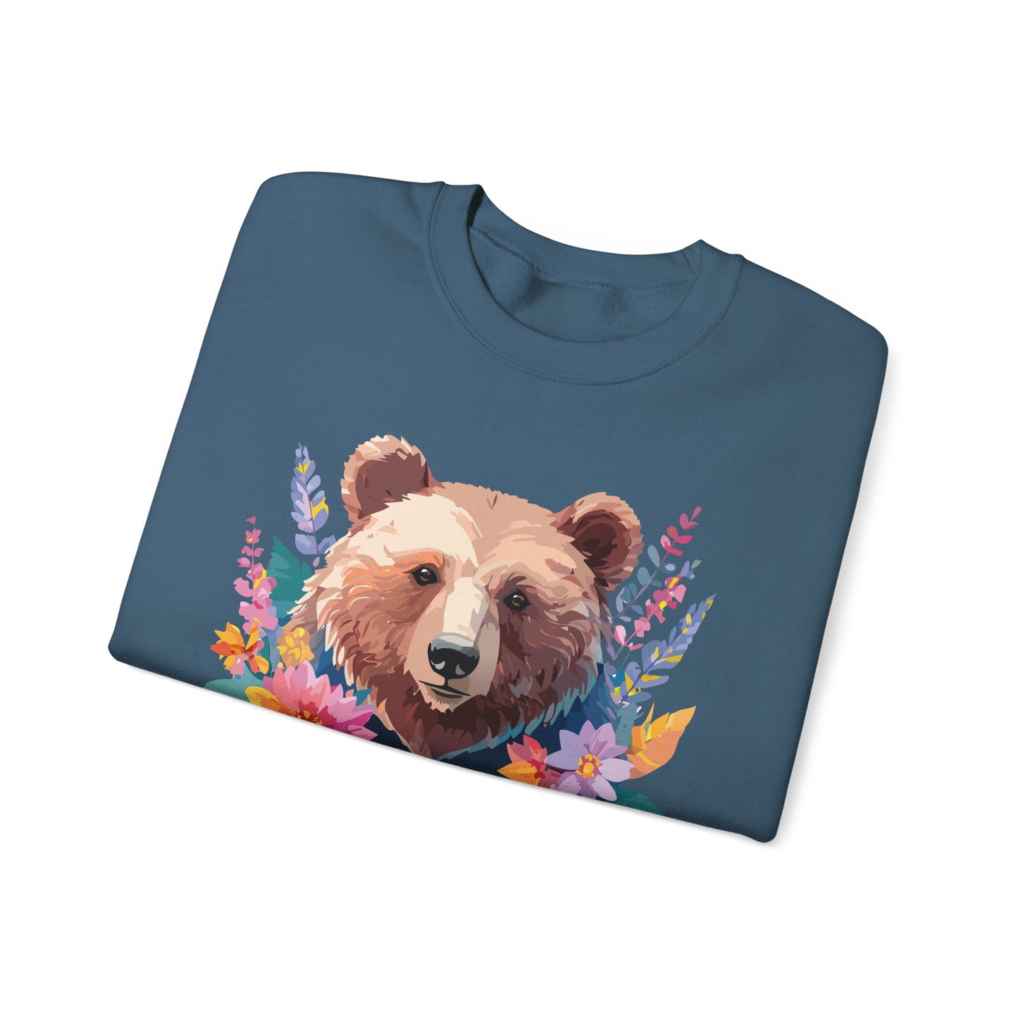 Unisex Floral Bear Sweatshirt, Animals Sweatshirt, Floral Sweatshirt, Art Design Sweatshirt