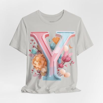 Natural Cotton Tee Shirt - Letters Collection - Y Printify
