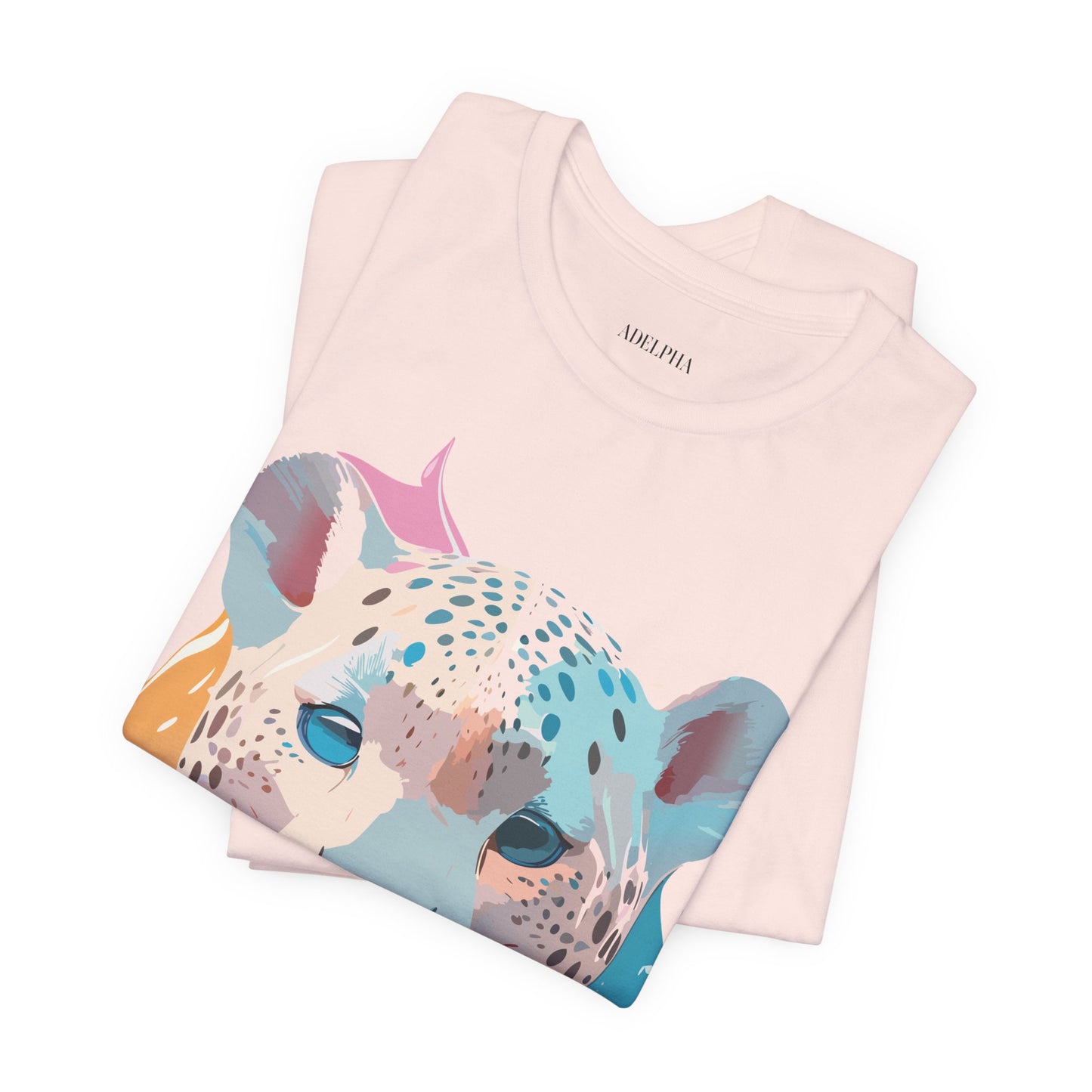 Natural Cotton Tee Shirt with Cheetah