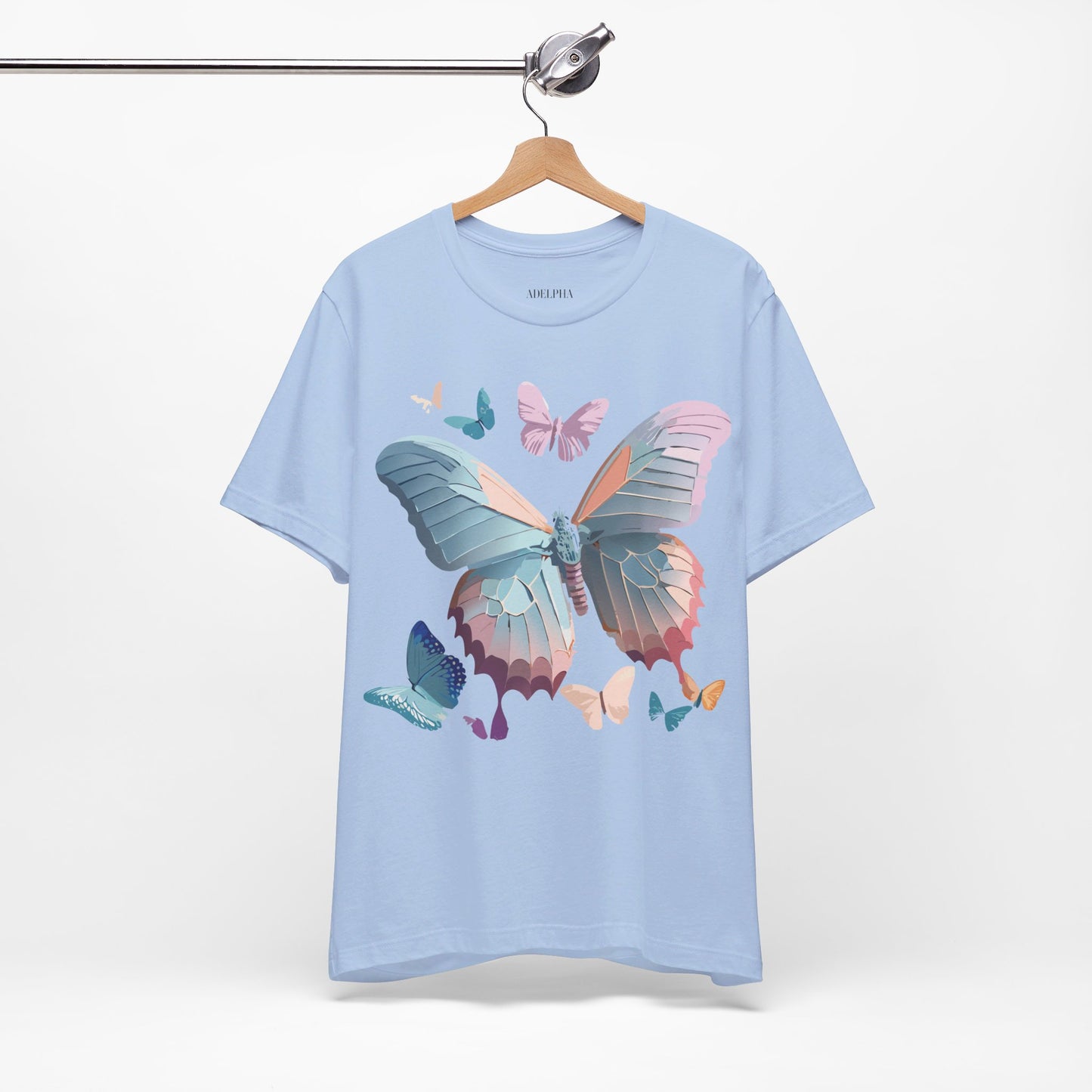 Natural Cotton Tee Shirt with Butterfly