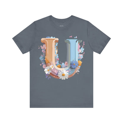 Natural Cotton Tee Shirt - Letters Collection - U Printify