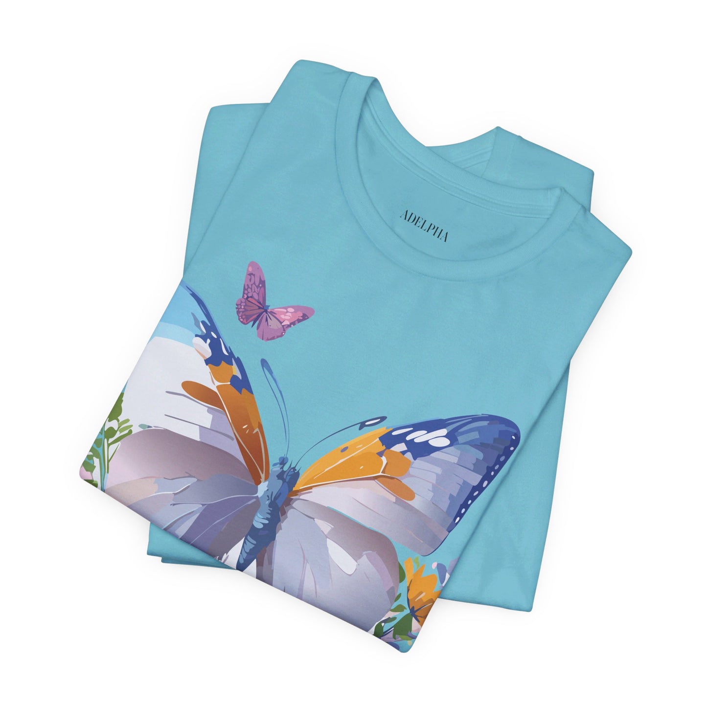 Natural Cotton Tee Shirt with Butterfly