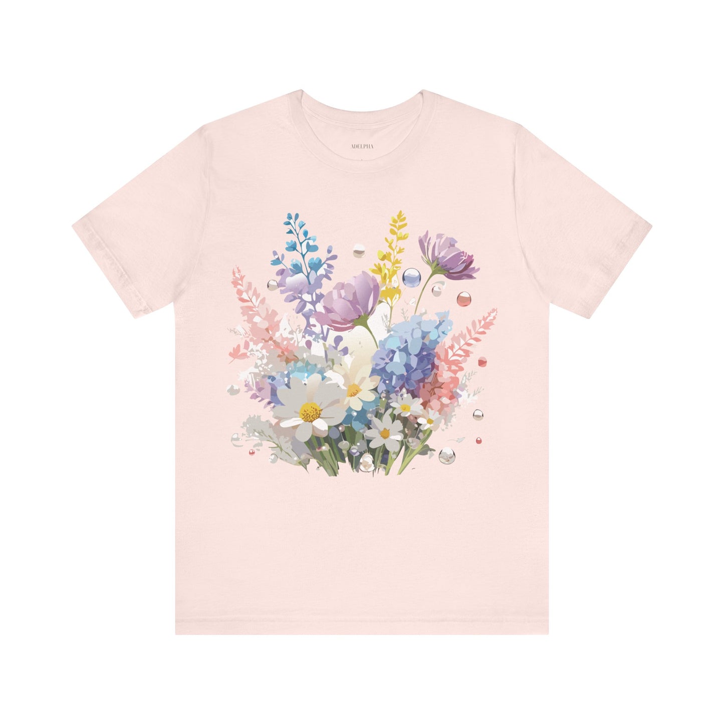 Natural Cotton Tee Shirt with Flowers