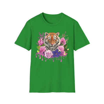 Tiger Print Shirt Unisex Animal Tee Softstyle Gildan 64000 Cotton