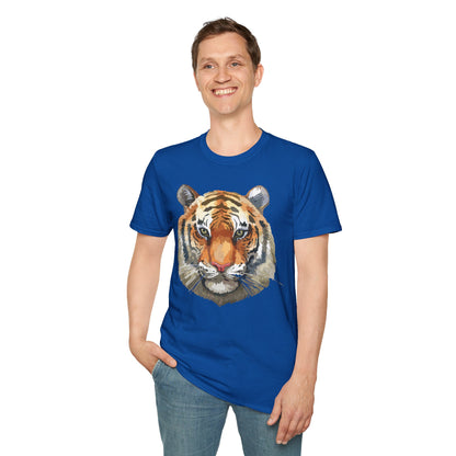 Tiger Print Unisex T Shirt Softstyle 64000 Gildan Ring Spun Cotton Tee