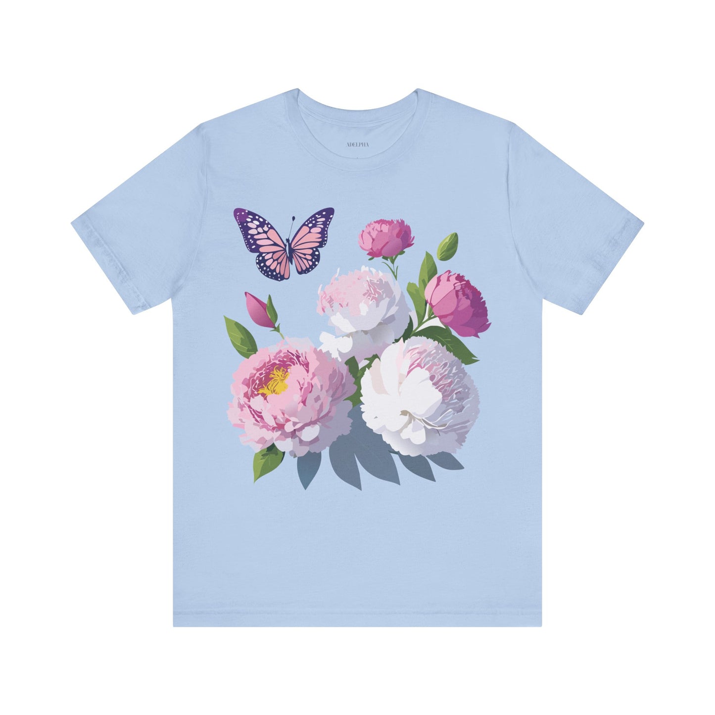 Natural Cotton Tee Shirt with Flowers