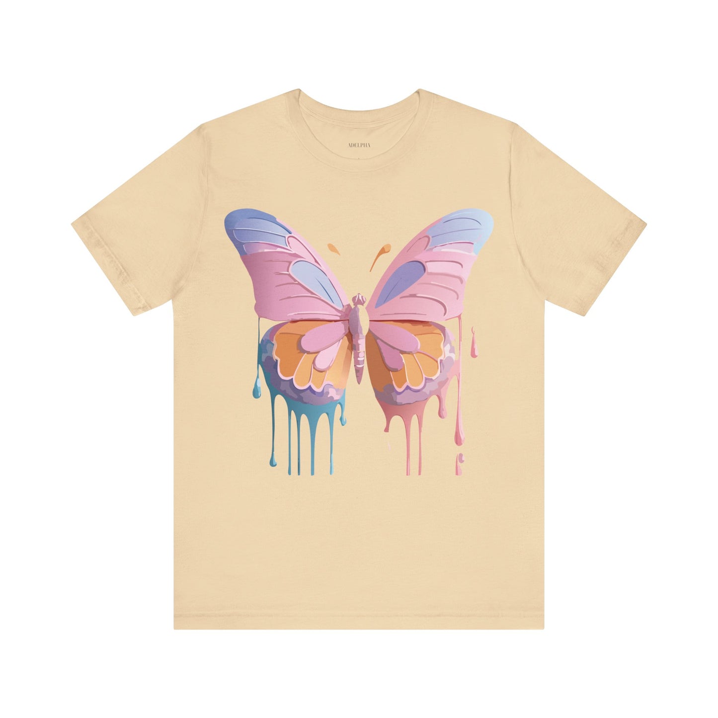 Natural Cotton Tee Shirt with Butterfly