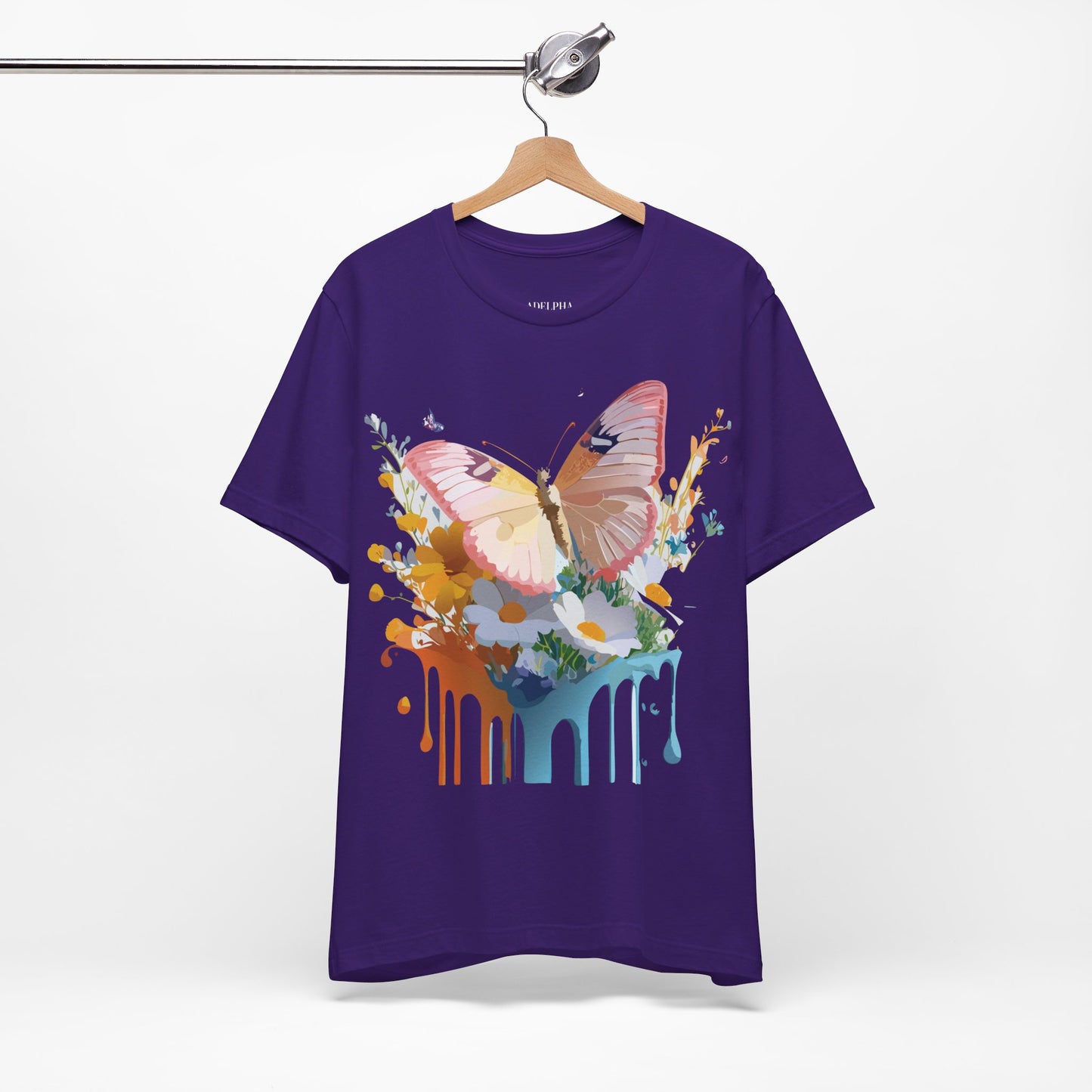 Natural Cotton Tee Shirt with Butterfly