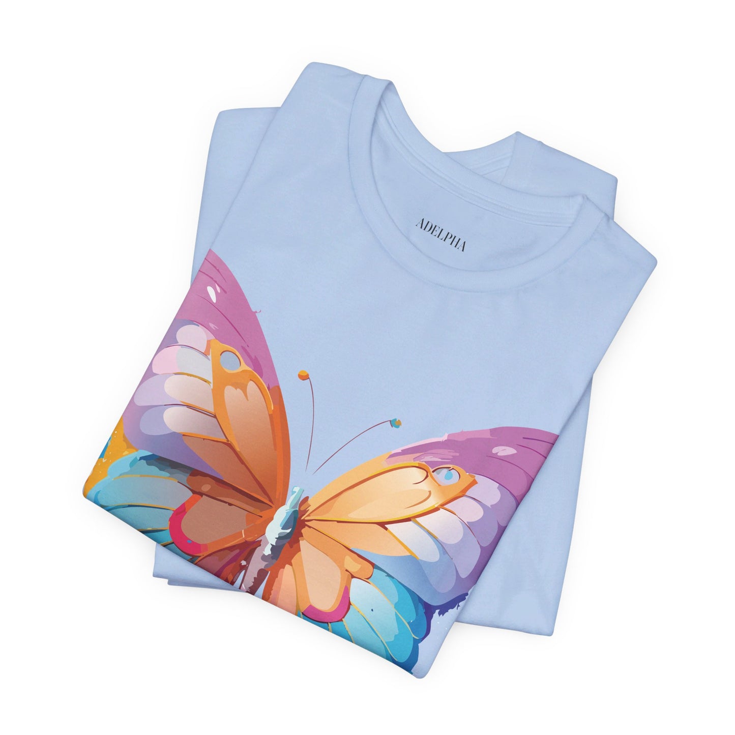 Natural Cotton Tee Shirt with Butterfly