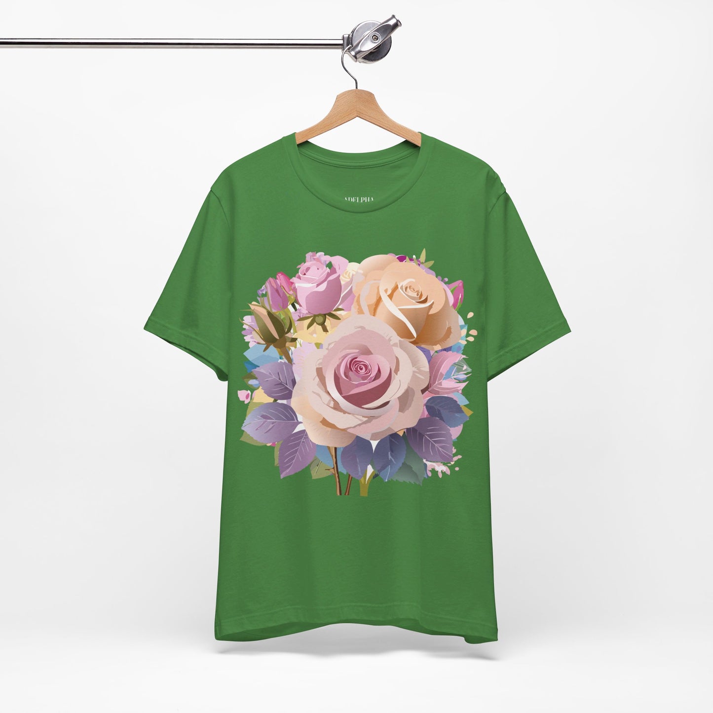 Natural Cotton Tee Shirt with Flowers