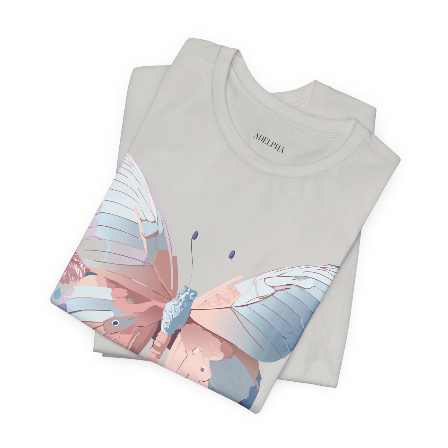 Natural Cotton Tee Shirt with Butterfly