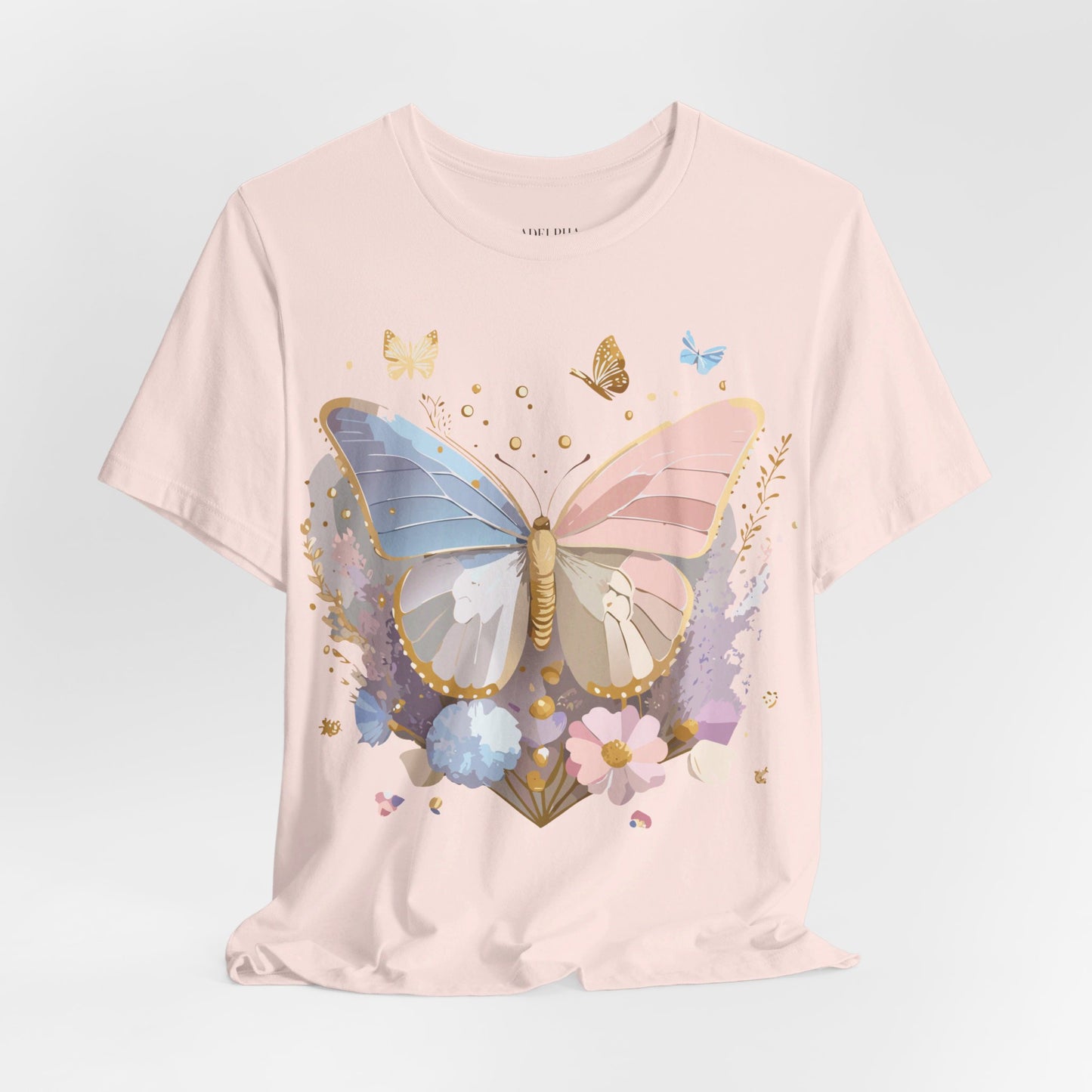 Natural Cotton Tee Shirt with Butterfly