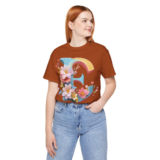 Natural Cotton Tee Shirt - Letters Collection - E Printify