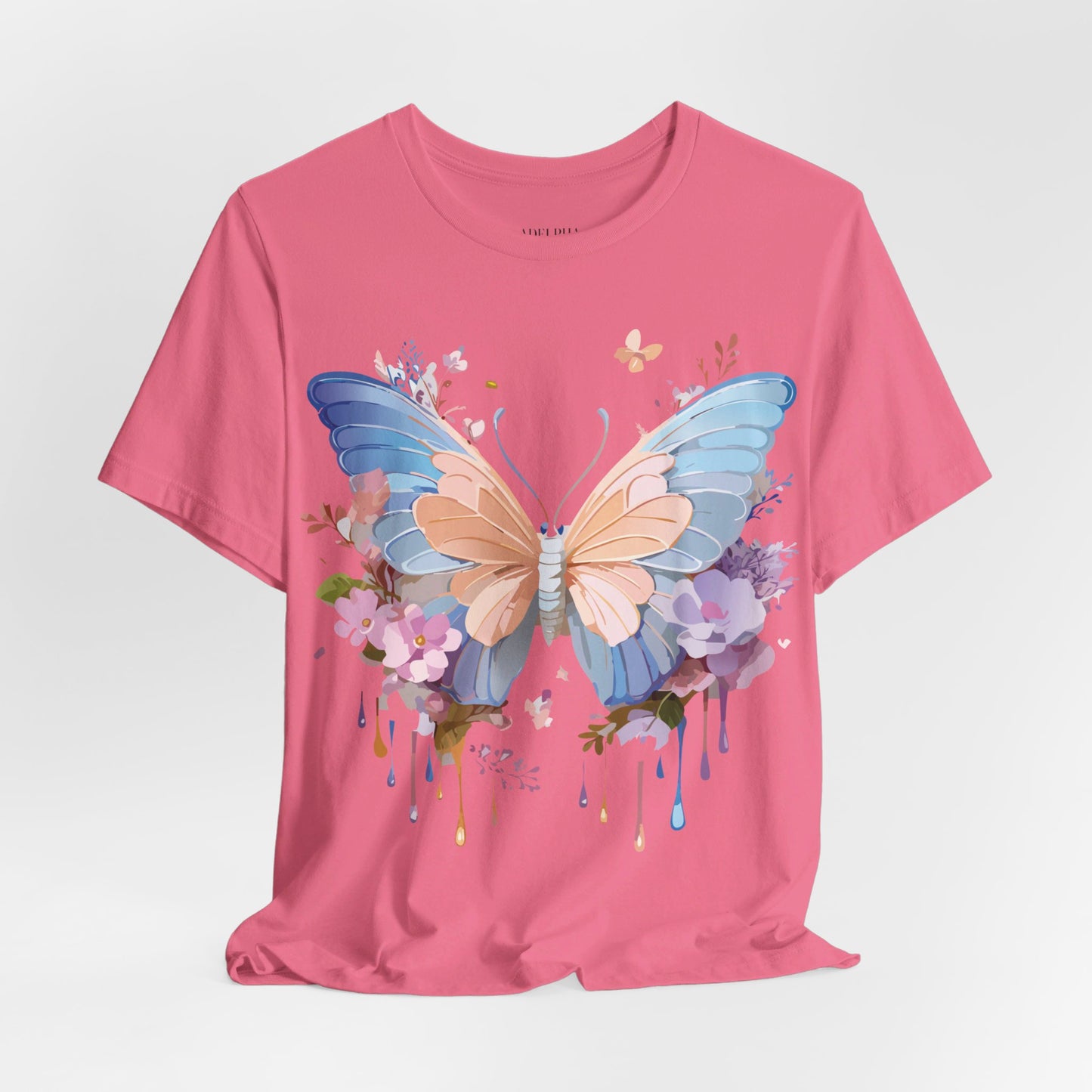 Natural Cotton Tee Shirt with Butterfly