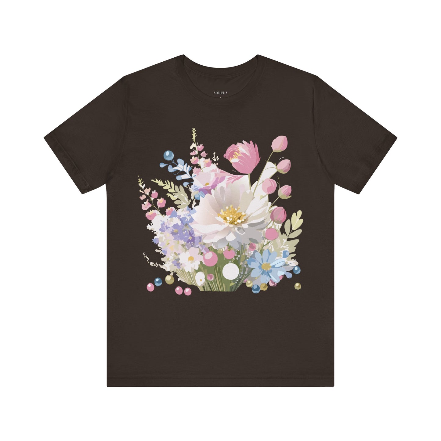 Natural Cotton Tee Shirt with Flowers