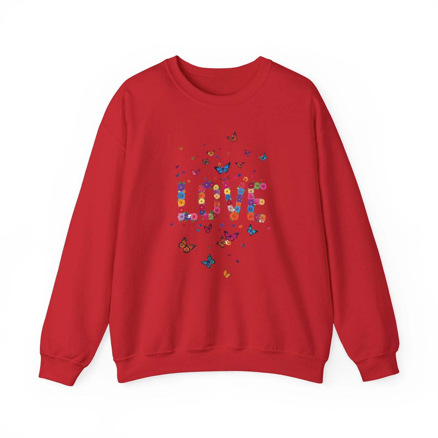 Unisex Floral Love Sweatshirt Fifty Fifty Cotton Poly Valentines Day