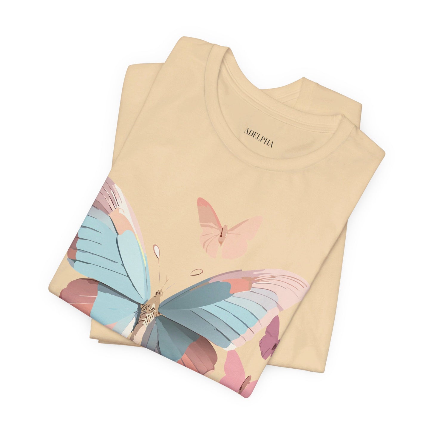 Natural Cotton Tee Shirt with Butterfly