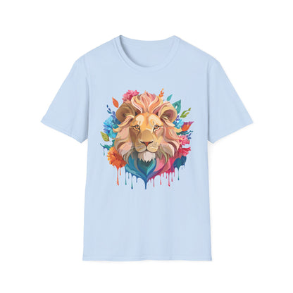 Lion Shirt Unisex Floral Lion Tee Gildan Softstyle 64000 Lightweight Cotton Tee