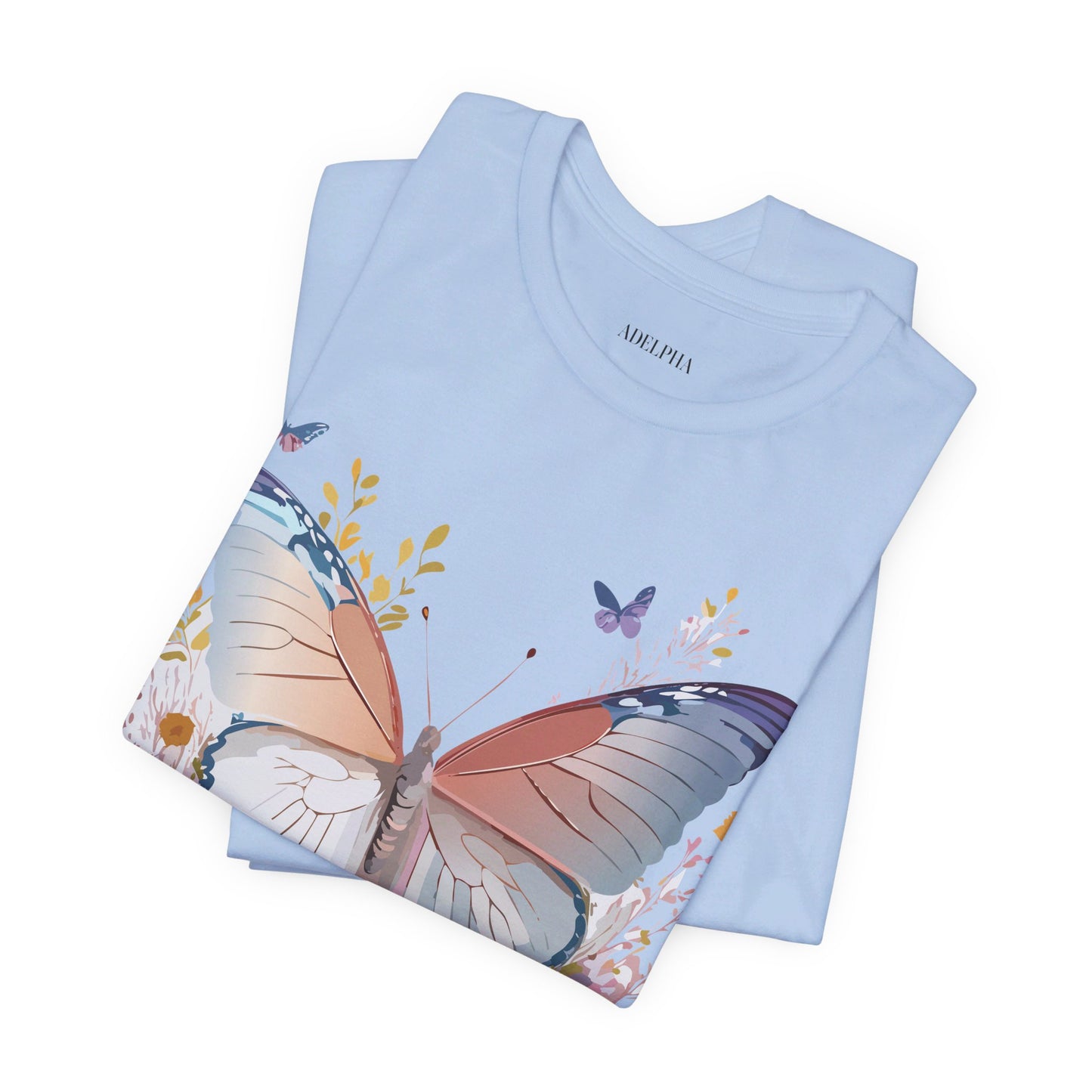 Natural Cotton Tee Shirt with Butterfly