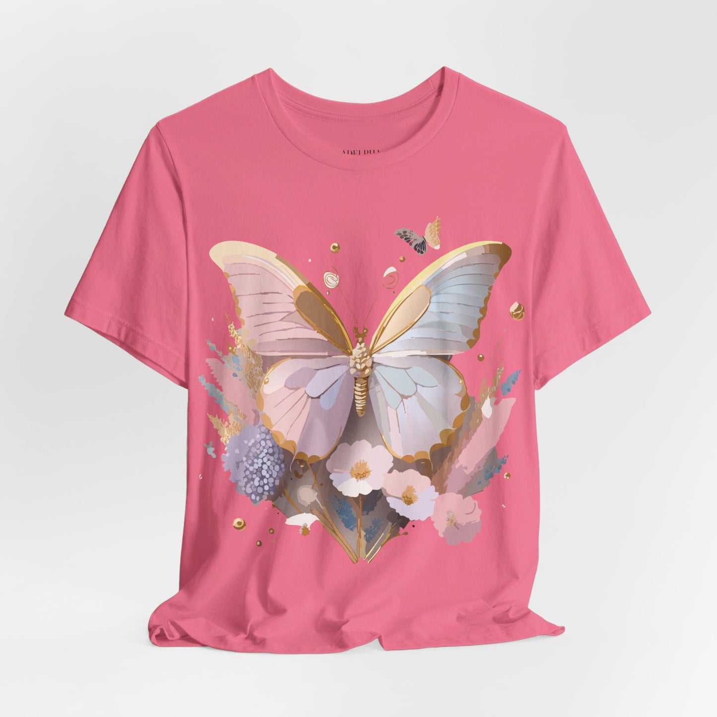 Natural Cotton Tee Shirt with Butterfly