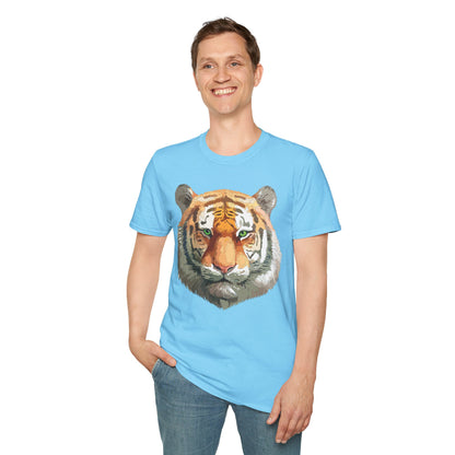 Tiger Print Shirt Unisex Animal Tee Gildan Softstyle 64000 Cotton Comfort