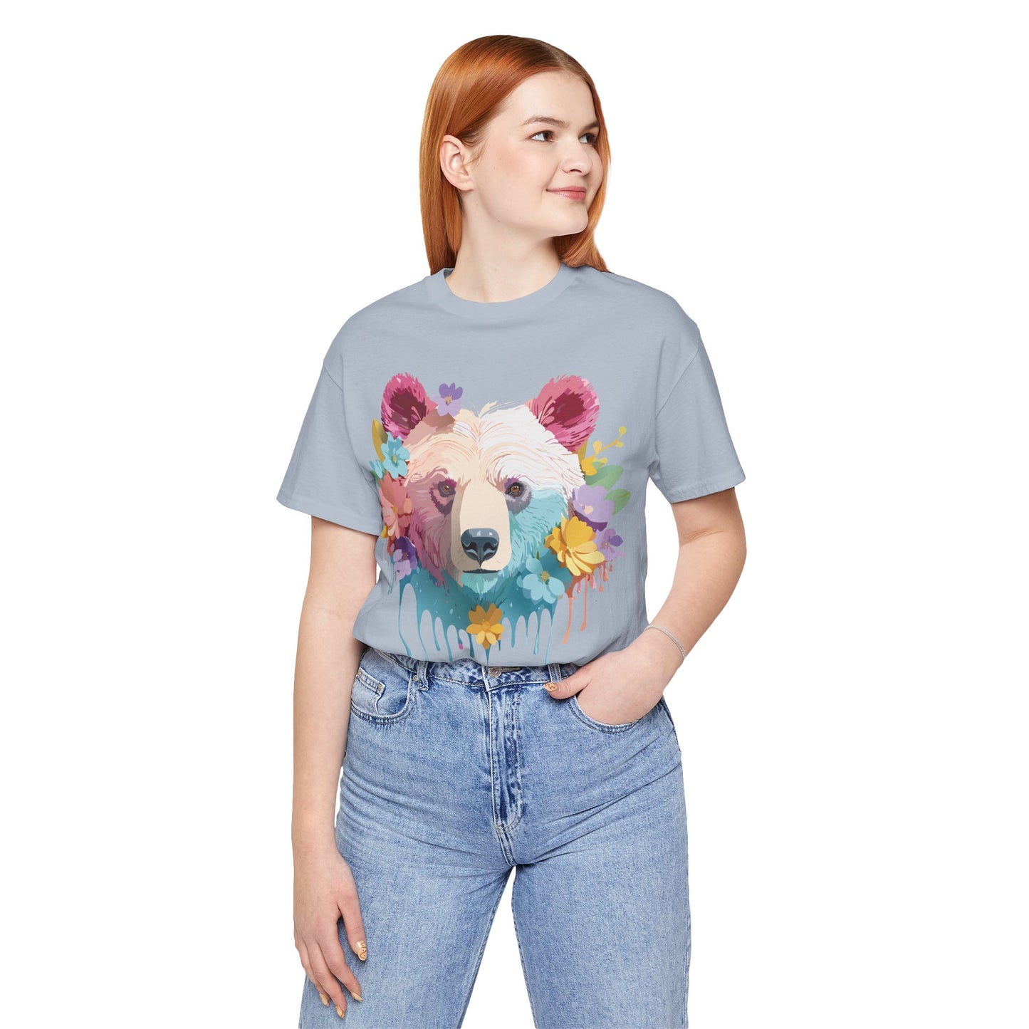 Natural Cotton Tee Shirt with Bear