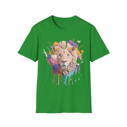 Unisex Lion Shirt Floral Lion Tee Softstyle 64000 Gildan Cotton Tee