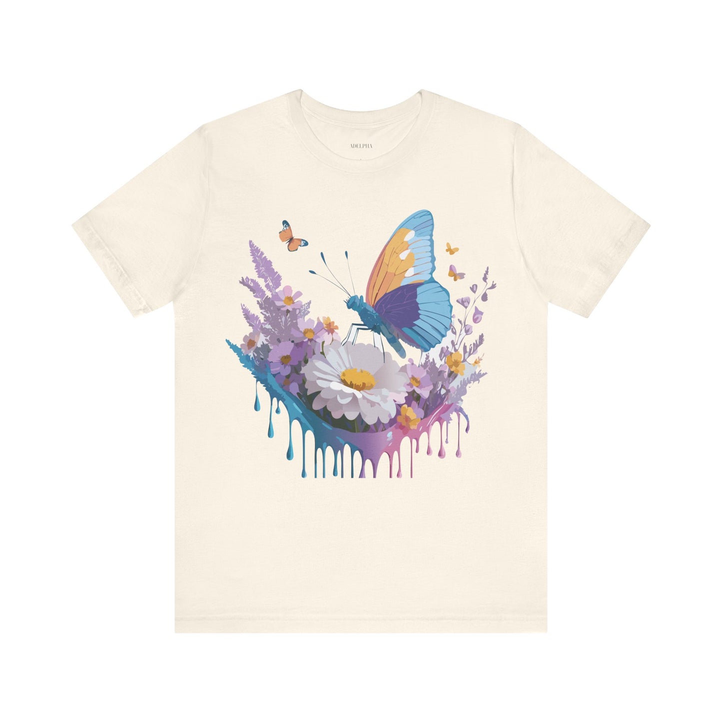 Natural Cotton Tee Shirt with Butterfly