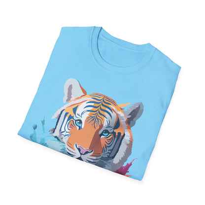 Tiger Print Shirt Unisex Softstyle Tee 100 Percent Ring Spun Cotton