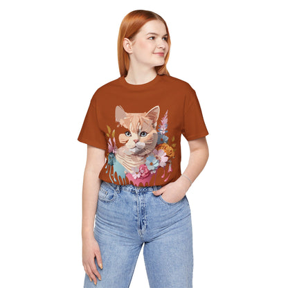 Natural Cotton Tee Shirt with Cat Printify