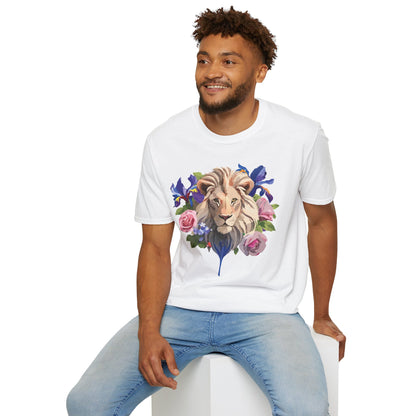 Unisex Lion Shirt Floral Lion Tee Softstyle Gildan 64000 100 Percent Cotton
