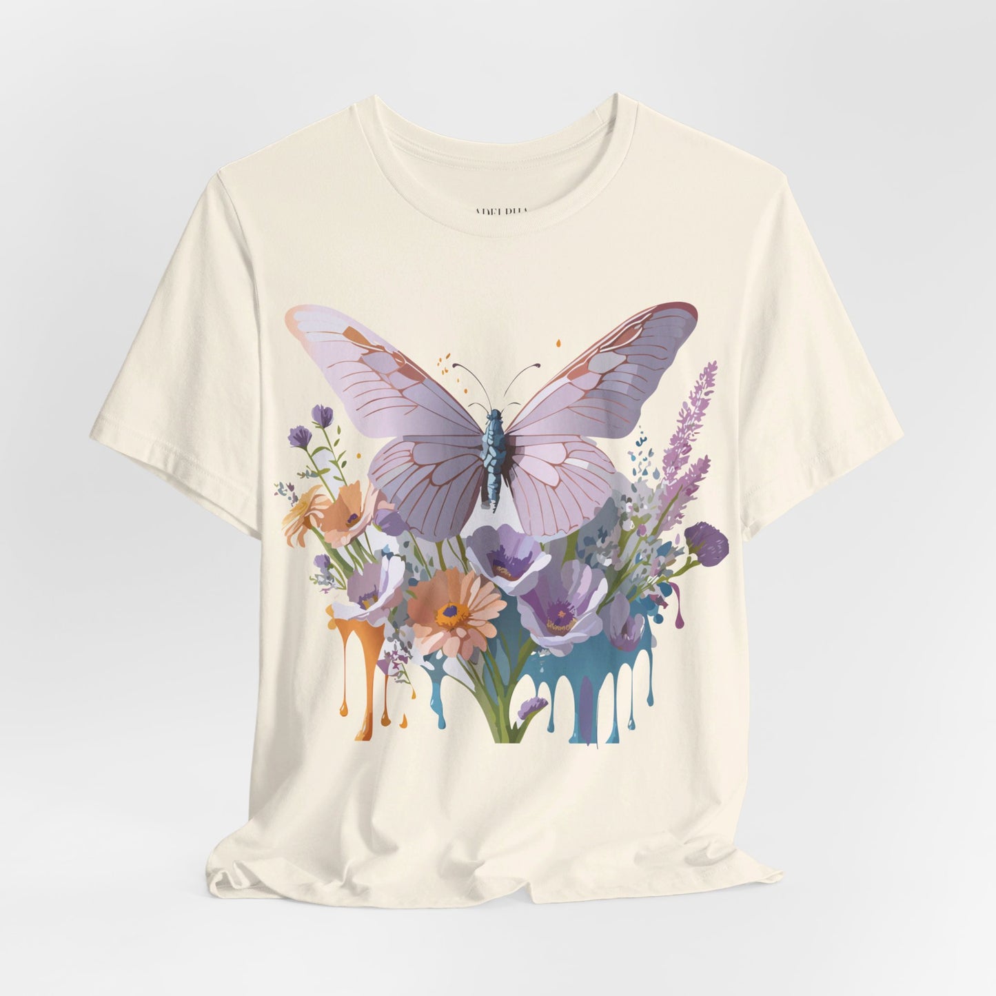 Natural Cotton Tee Shirt with Butterfly