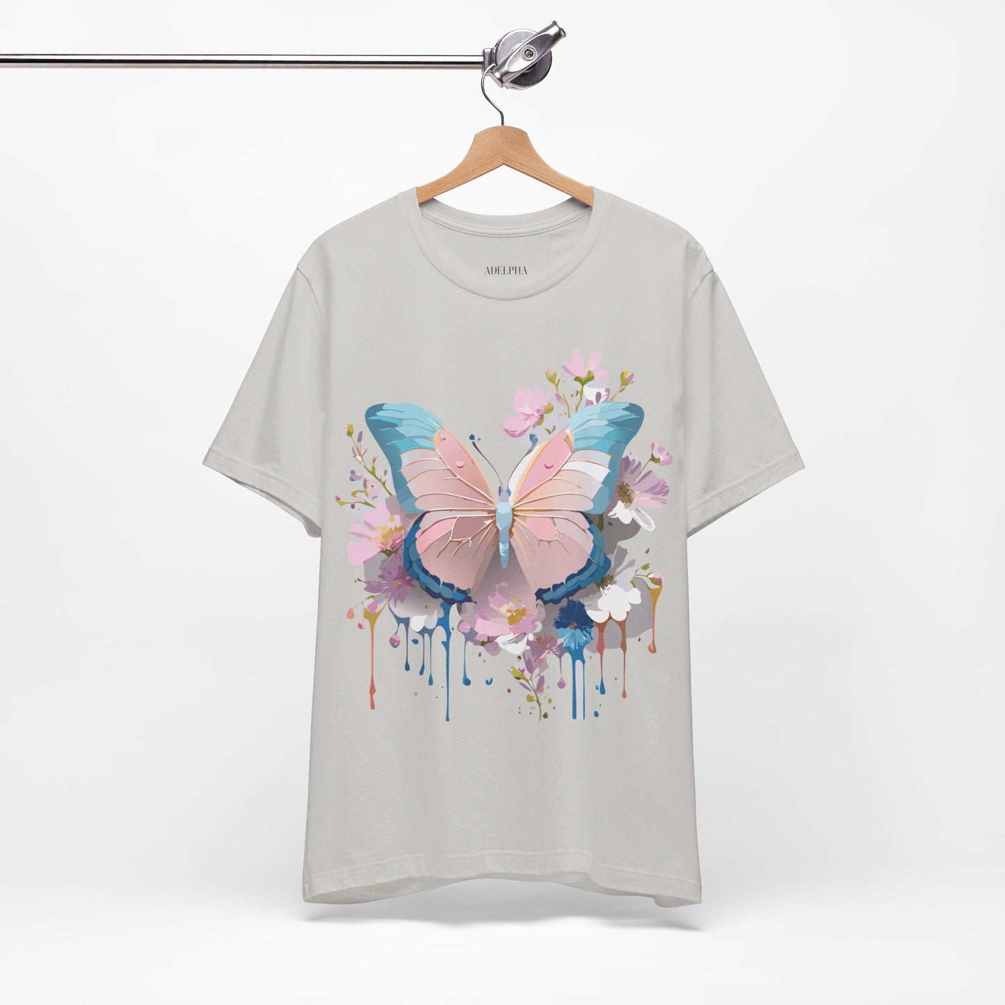 Natural Cotton Tee Shirt with Butterfly