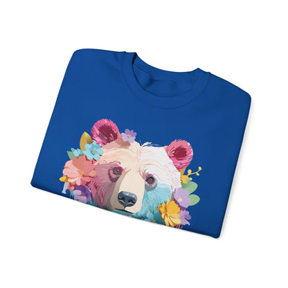 Unisex Floral Bear Sweatshirt Gildan 18000 Art Design Animals
