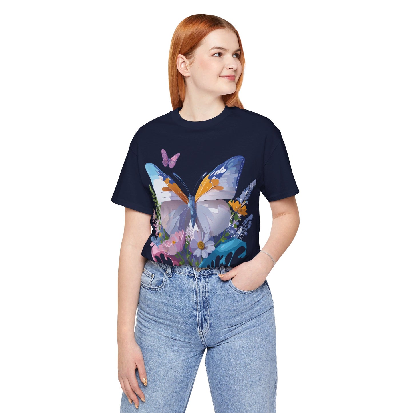 T-Shirt aus natürlicher Baumwolle mit Schmetterling