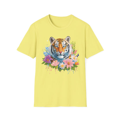 Tiger Print Unisex Softstyle T Shirt 100 Percent Ring Spun Cotton Tee