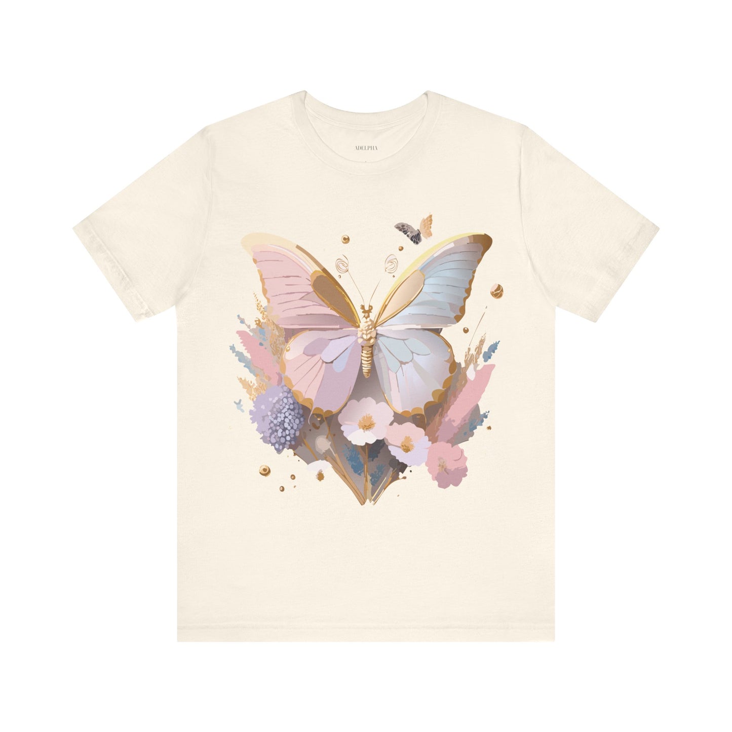 Natural Cotton Tee Shirt with Butterfly