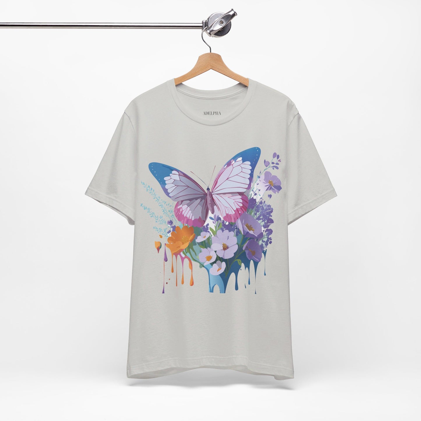 Natural Cotton Tee Shirt with Butterfly