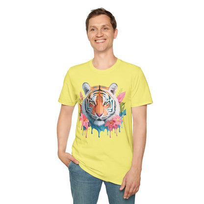 Tiger Print Unisex Softstyle T Shirt Short Sleeve Gildan 64000 Tee