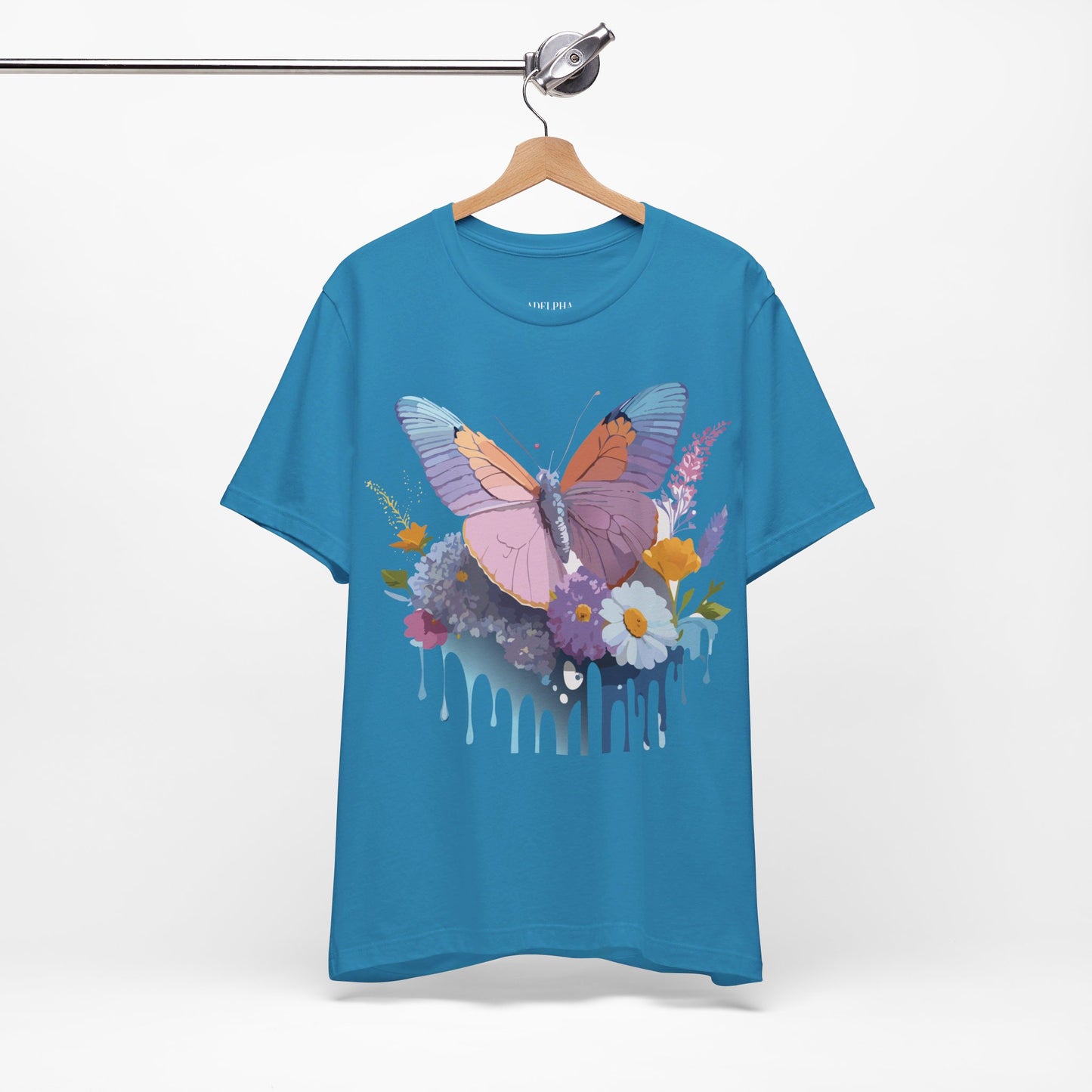 Natural Cotton Tee Shirt with Butterfly