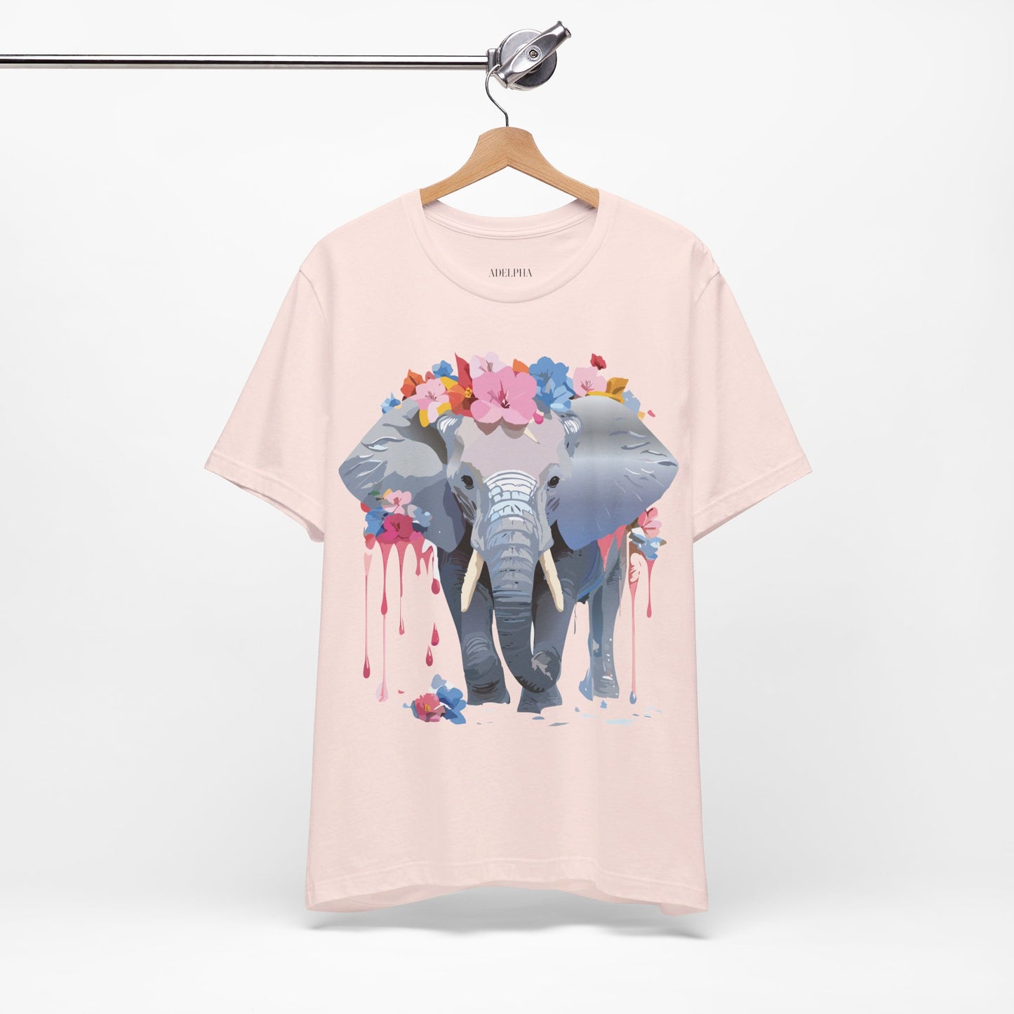 T-shirt en coton naturel avec motif éléphant