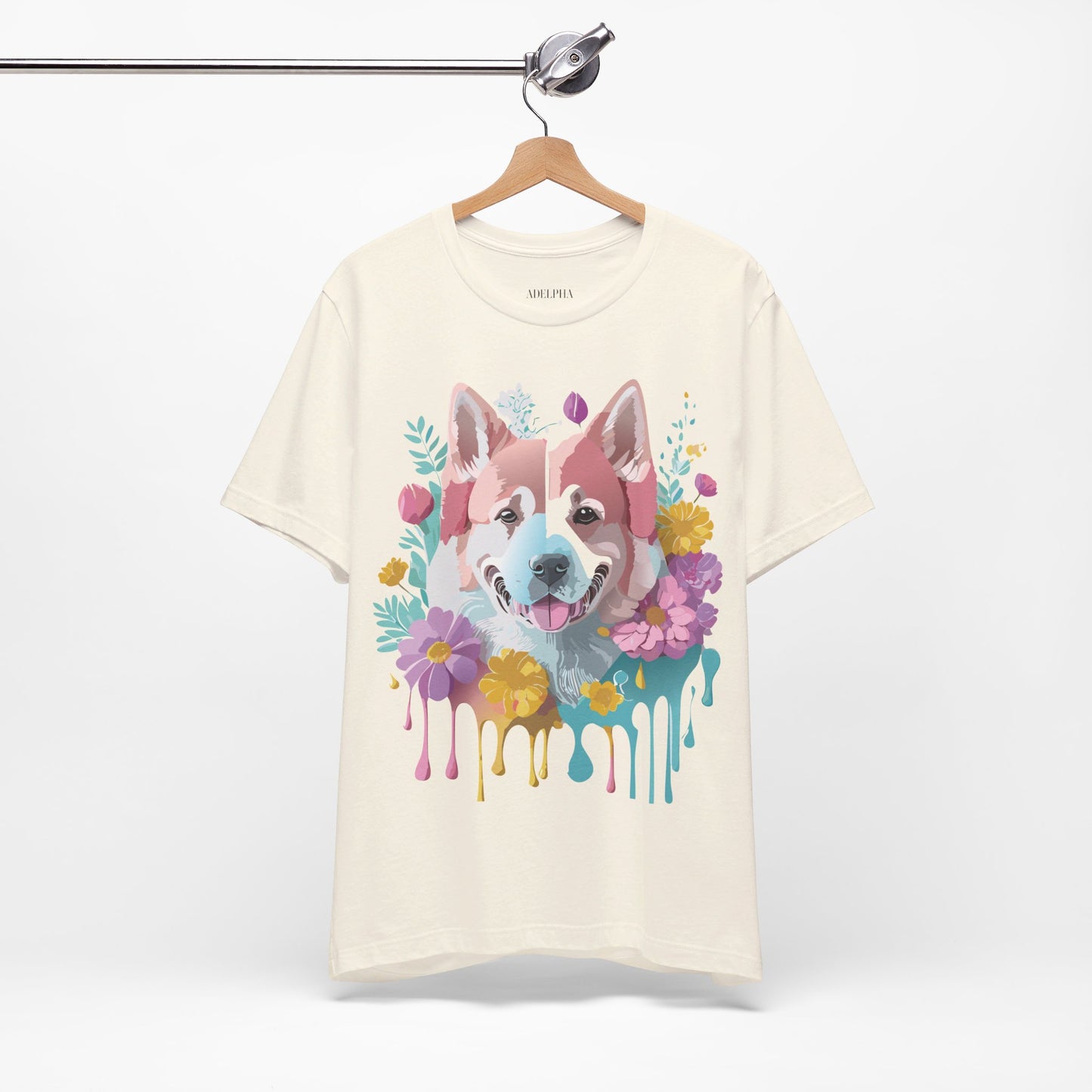 Natural Cotton Tee Shirt with Dog