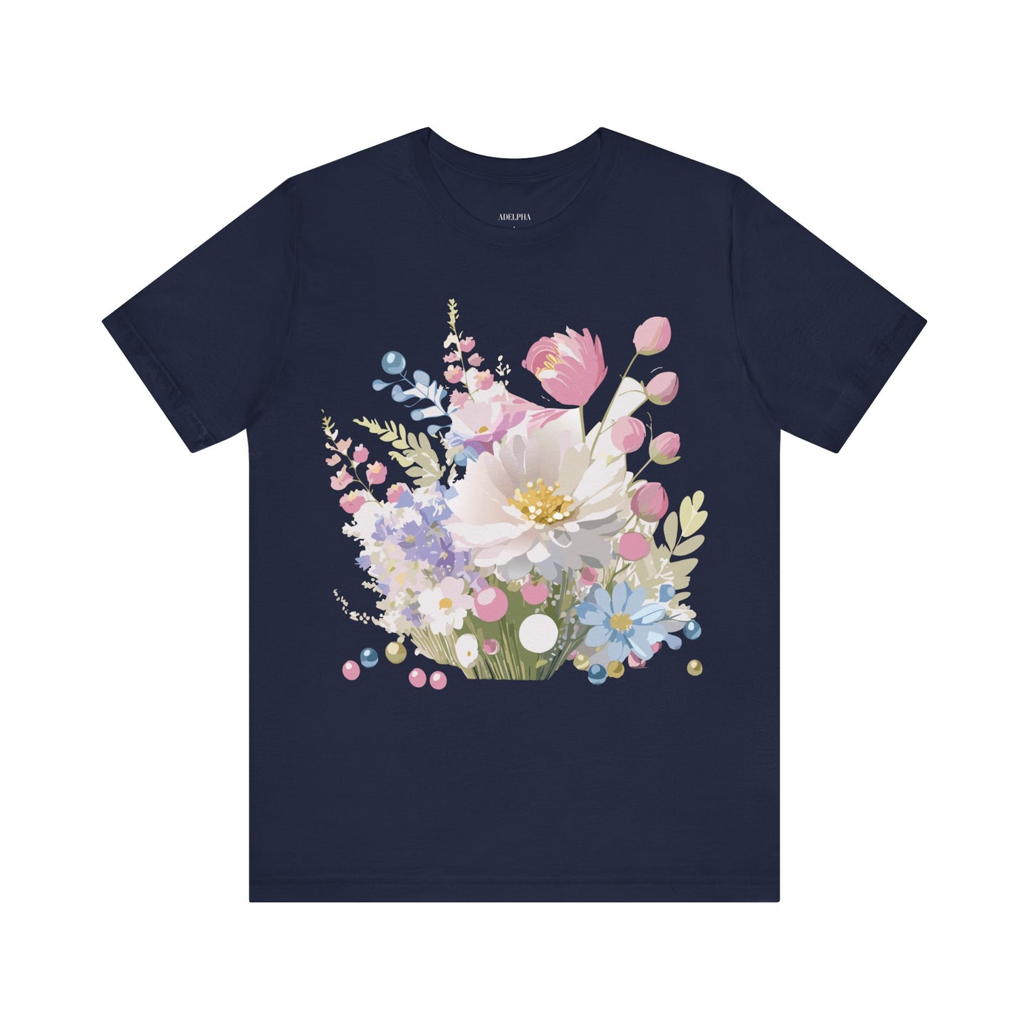 Natural Cotton Tee Shirt with Flowers