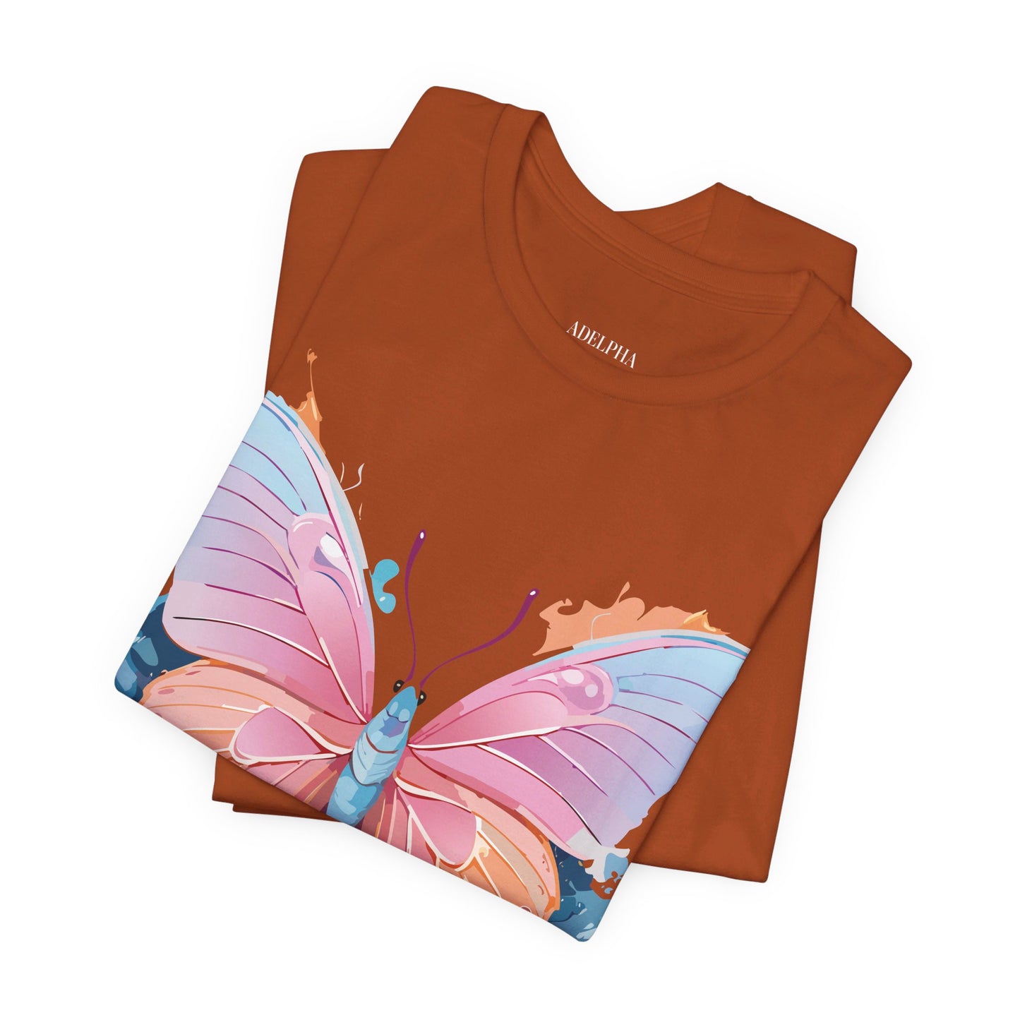 Natural Cotton Tee Shirt with Butterfly