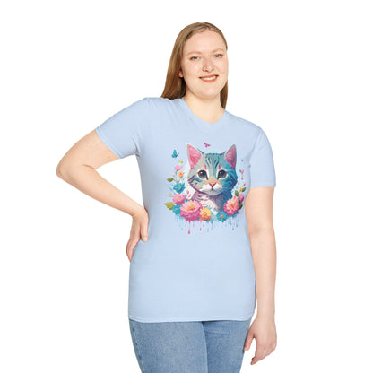 Cat Shirt Unisex Tee Kitten Cat Tee Softstyle 100 Percent Cotton Gildan 64000