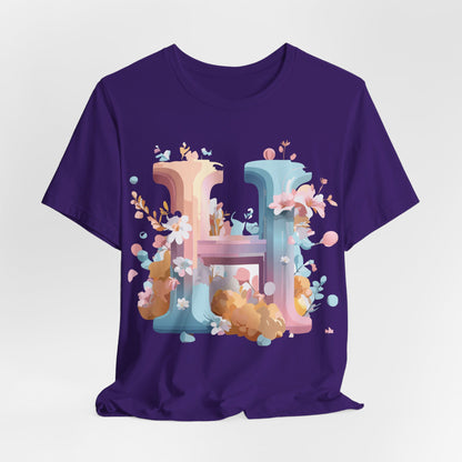 Natural Cotton Tee Shirt - Letters Collection - H Printify